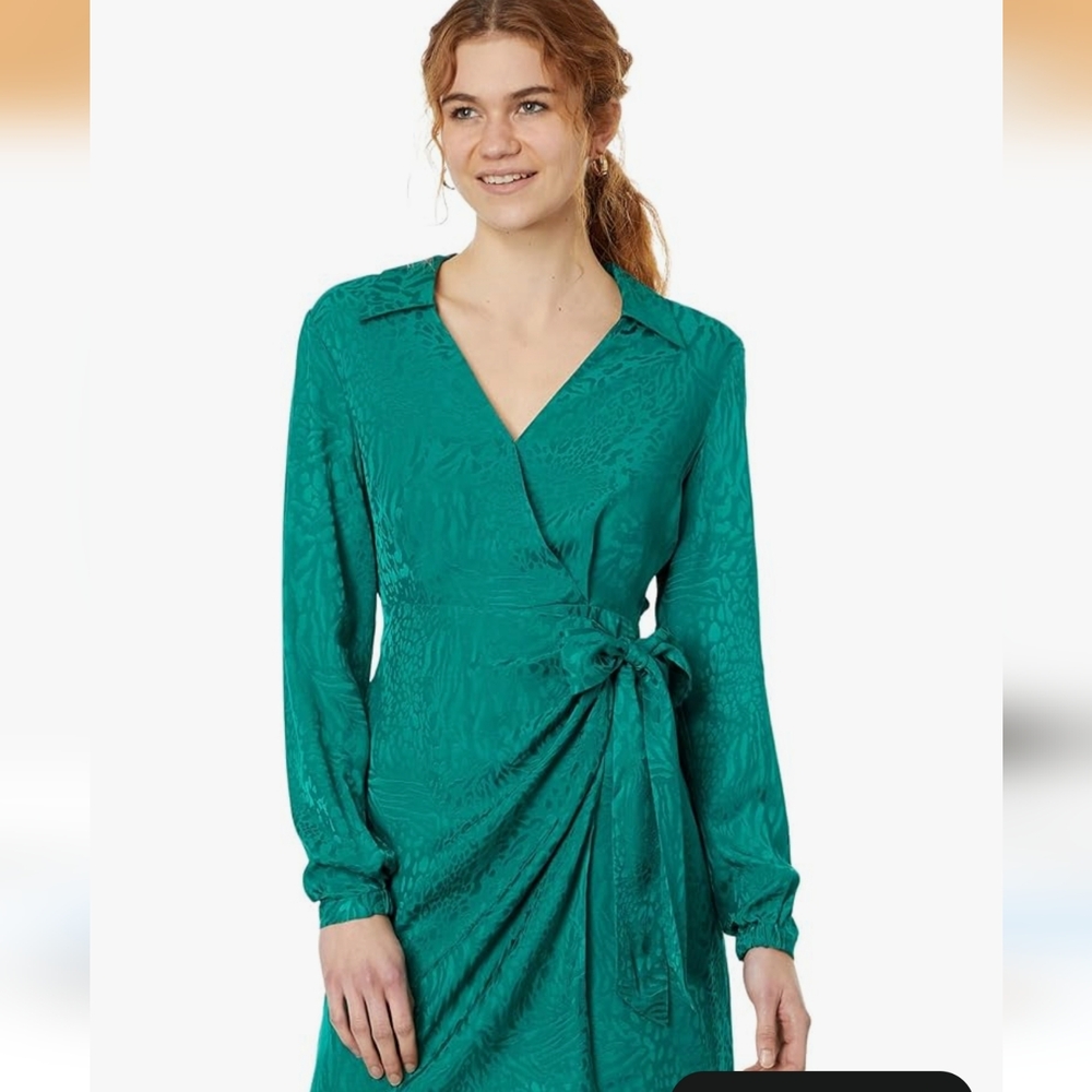 Lilly Pulitzer Nicolina Long Sleeve Wrap Dress Evergreen Jaquard